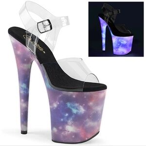 Pleaser Reflective Galaxy Flamingo Heels